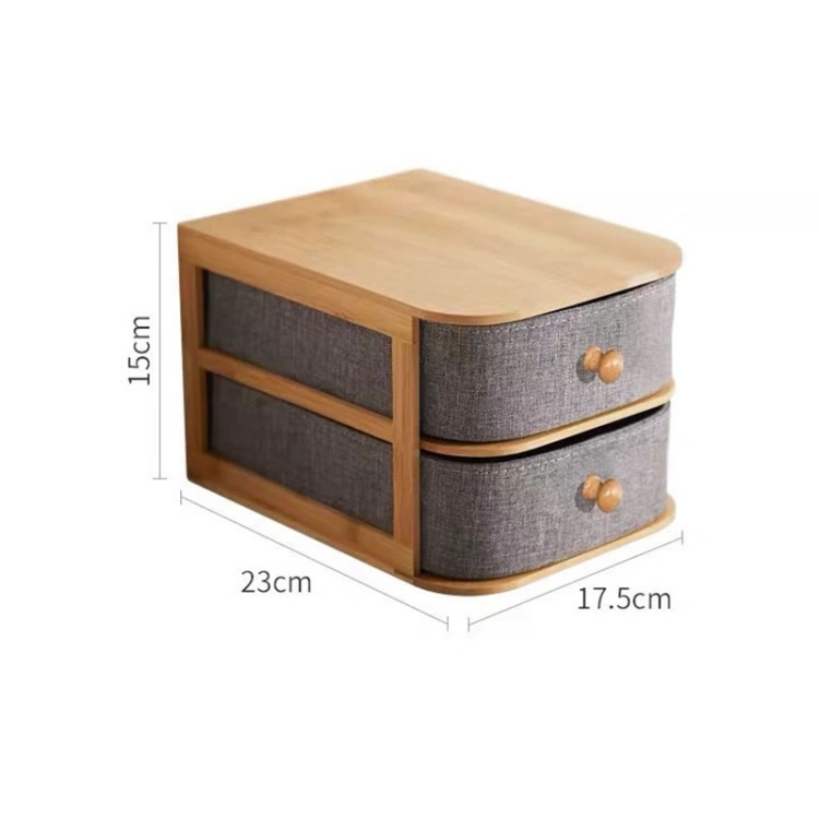 Bamboo Fabric Desktop Storage Organizer - 图片 3