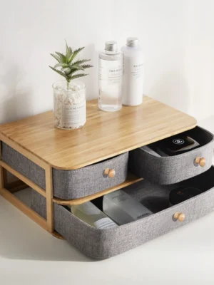 Bamboo Fabric Desktop Storage Organizer