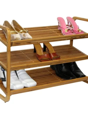 YZ  Stackable Bamboo Shoe Shelf