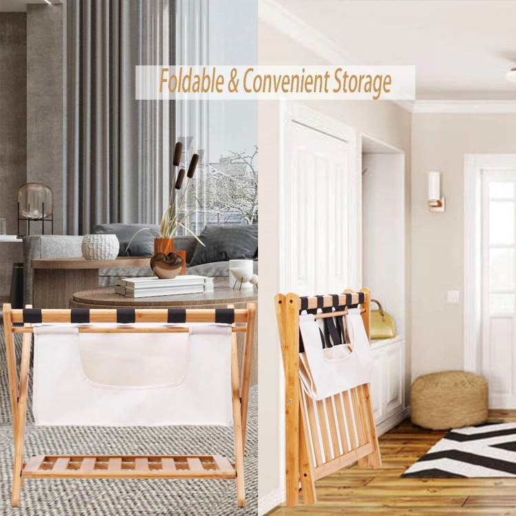 Bamboo Foldable Luggage Rack - 图片 4