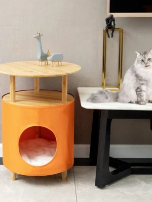 Bamboo Cat House With Coffee Table