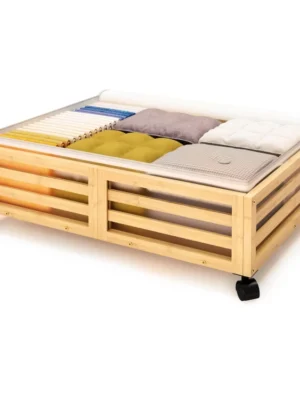 Bamboo Storage Box With Wheels