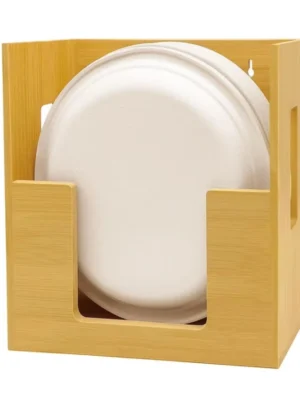 Bamboo Wall Mounted Paper Plate Organizer