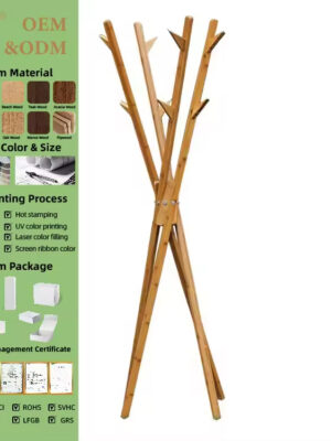 Bamboo and Wood Coat Rack